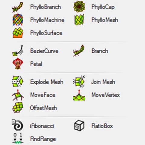PhylloMachine is a set of scripts/UserObject for Grasshopper to model plants using some&nbsp;properties of phyllotaxis. The basic idea is that
