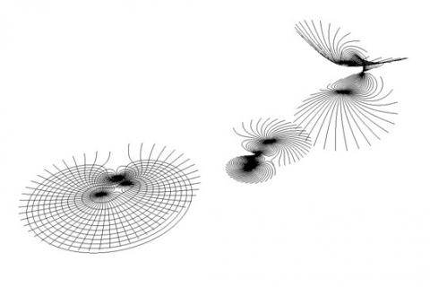 flowL is a plug-in to visualize a vector field, generated trough positive and negative point charges. The path lines are calculated with the "
