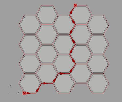 The ShortestWalk add-on for Grasshopper exposes one component which, given a network of curves and a list of lines, calculates the shortest route from
The ShortestWalk add-on for Grasshopper exposes one component which, given a network of curves and a list of lines, calculates the shortest route from