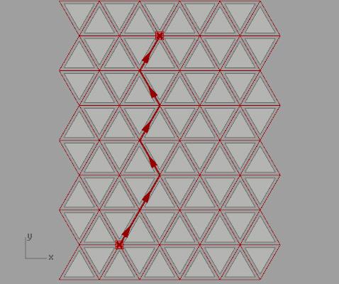 The ShortestWalk add-on for Grasshopper exposes one component which, given a network of curves and a list of lines, calculates the shortest route from
The ShortestWalk add-on for Grasshopper exposes one component which, given a network of curves and a list of lines, calculates the shortest route from