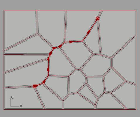 The ShortestWalk add-on for Grasshopper exposes one component which, given a network of curves and a list of lines, calculates the shortest route from
The ShortestWalk add-on for Grasshopper exposes one component which, given a network of curves and a list of lines, calculates the shortest route from