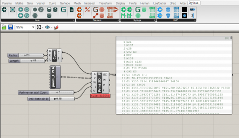 Xylinus Overview Xylinus allows for novel control of 3D printers, generating G code directly from native Rhino and Grasshopper geometries including
